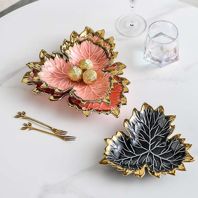 Phnom Penh Maple Leaf Plate Ceramic Jewelry Storage Tray Tableware A