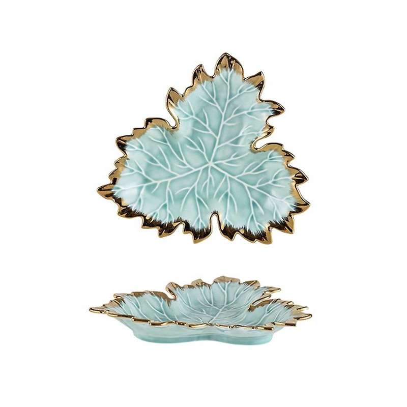Phnom Penh Maple Leaf Plate Ceramic Jewelry Storage Tray Tableware C