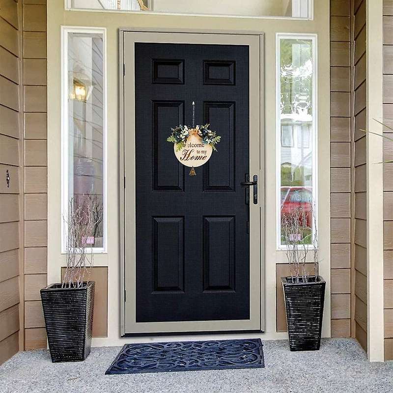 Welcome Sign for Front Door Decor,wood Sign with Bell,for Porch,a