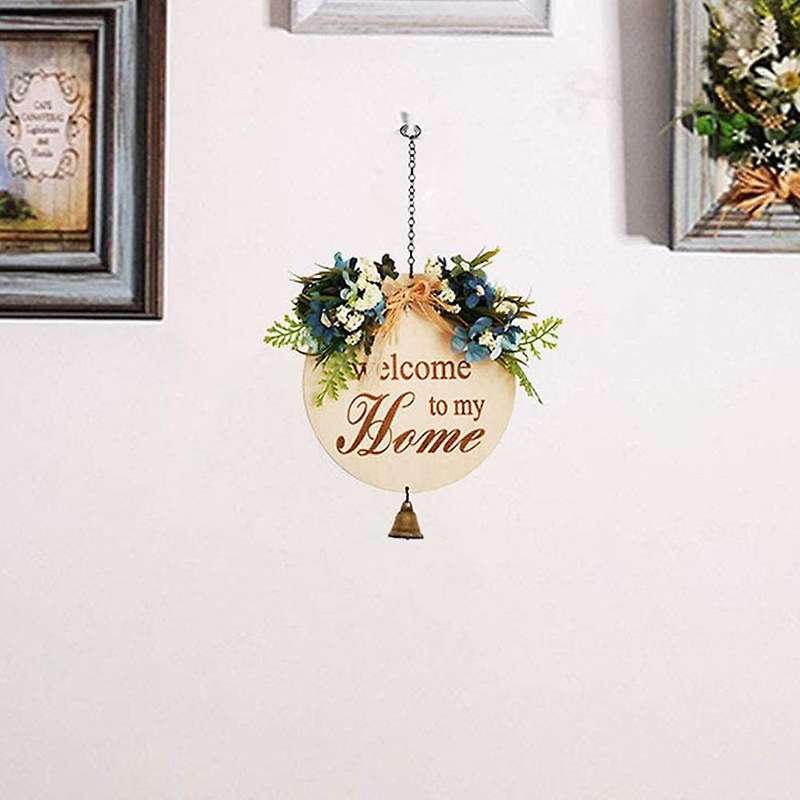 Welcome Sign for Front Door Decor,wood Sign with Bell,for Porch,a