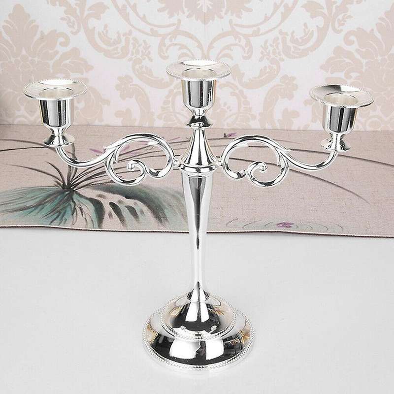 3 Arms Candle Holder Rack Metal Wedding Candlestick Decor for Home