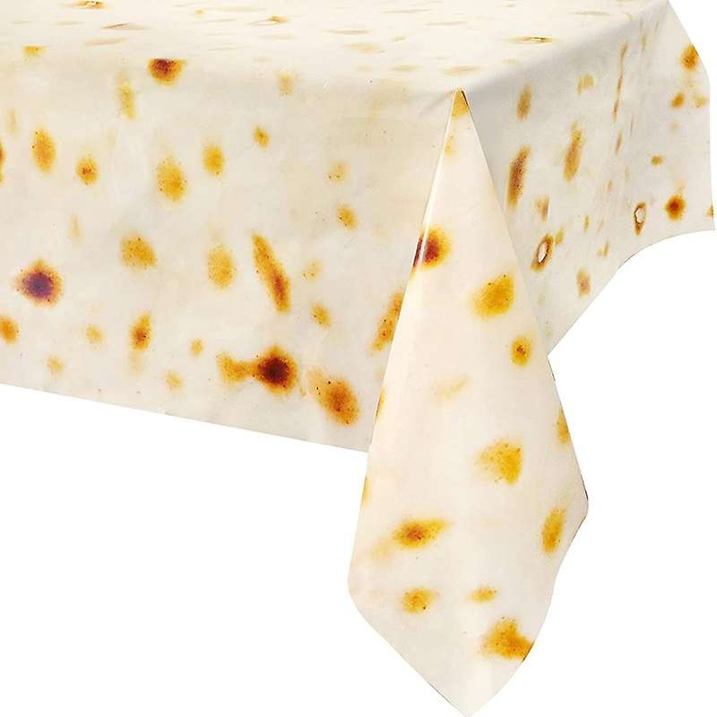 4pcs Tortilla Plastic Tablecloth, 54 Inch X 108 Inch Rectangle