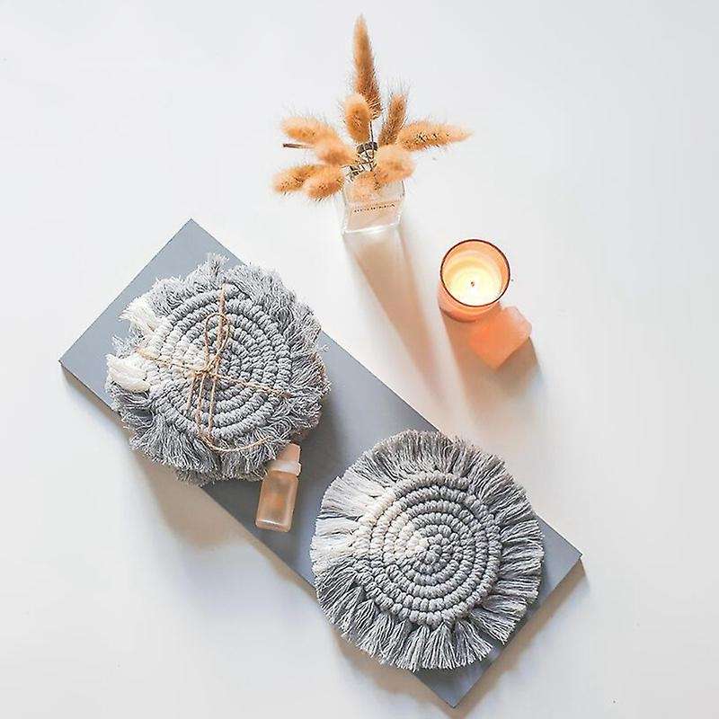 Woven Coasters - 6 Pack Cotton Coasters Set Handmade Waterproof Heat