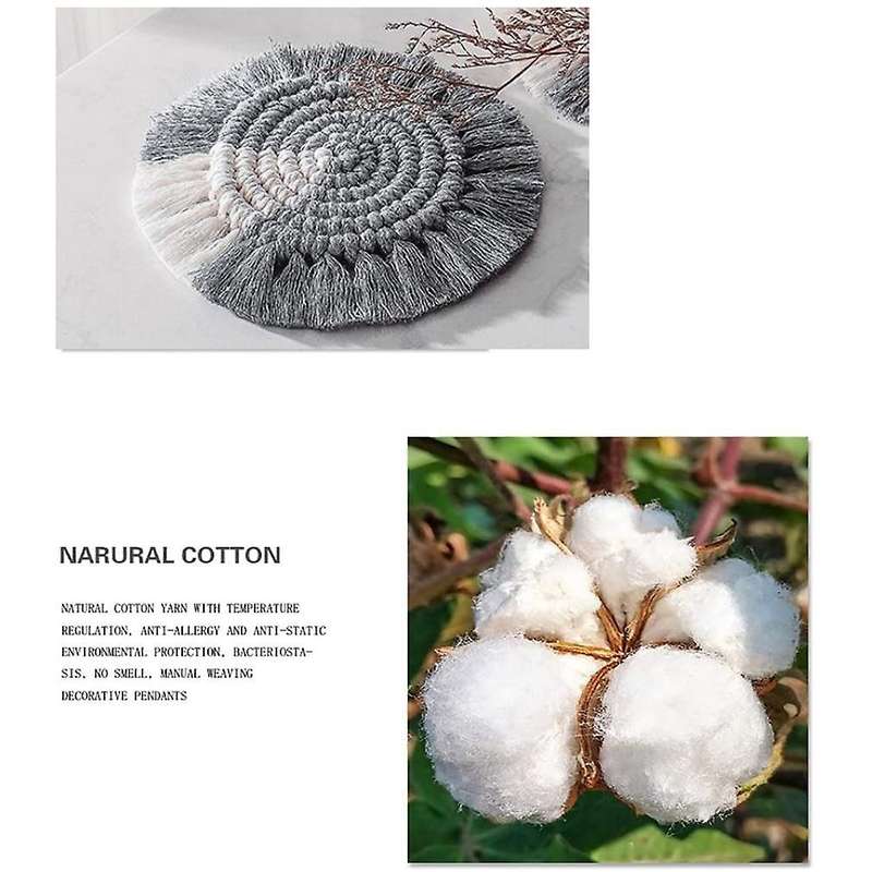 Woven Coasters - 6 Pack Cotton Coasters Set Handmade Waterproof Heat