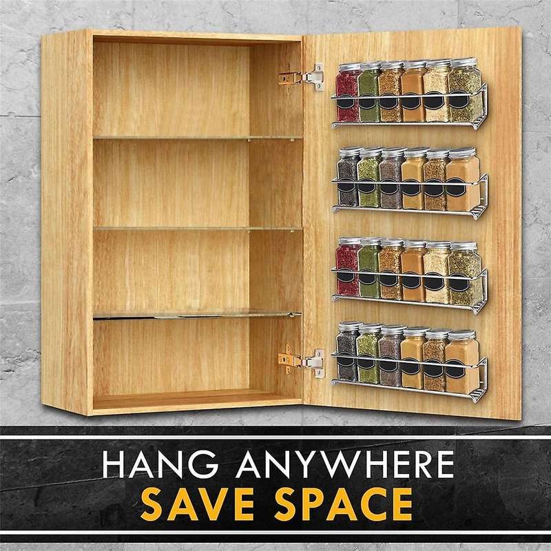 Kitchen Spice Jar Storage Rack Cabinet Hanging Shelf Door Decor-b