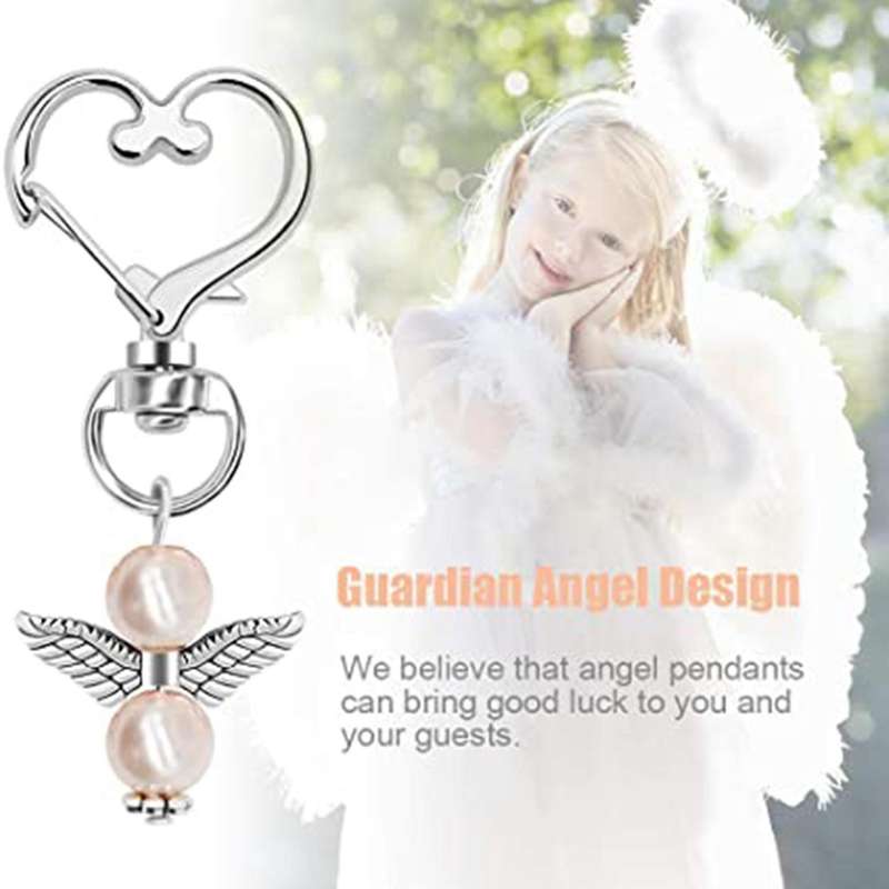 40 Sets Pearl Angel with Heart-shape Keychain Wedding Favor Set