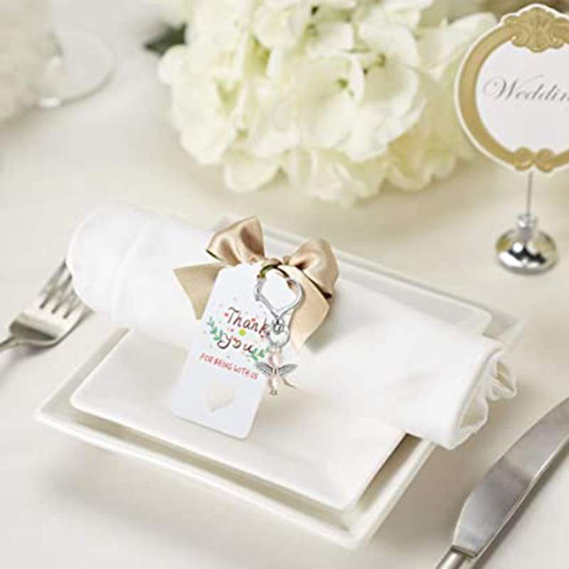 40 Sets Pearl Angel with Heart-shape Keychain Wedding Favor Set
