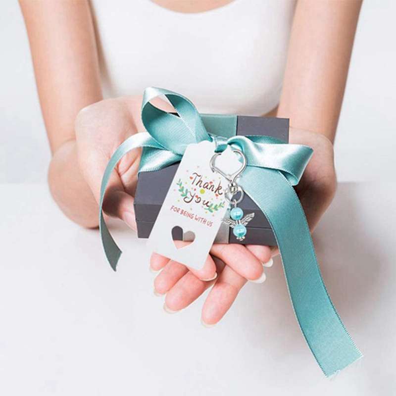 40 Sets Pearl Angel with Heart-shape Keychain Wedding Favor Set