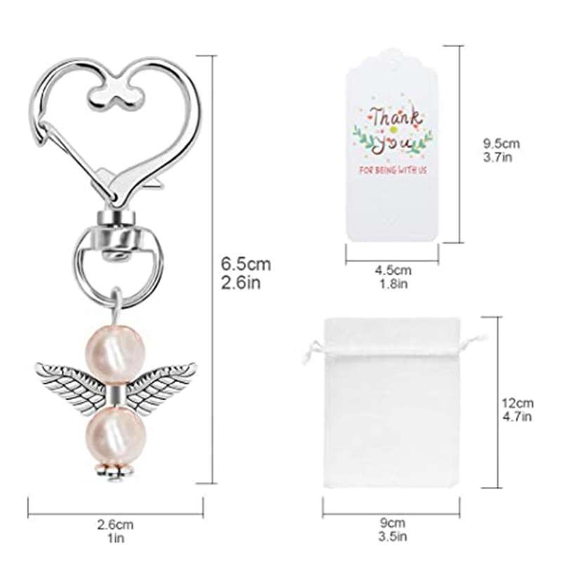 40 Sets Pearl Angel with Heart-shape Keychain Wedding Favor Set
