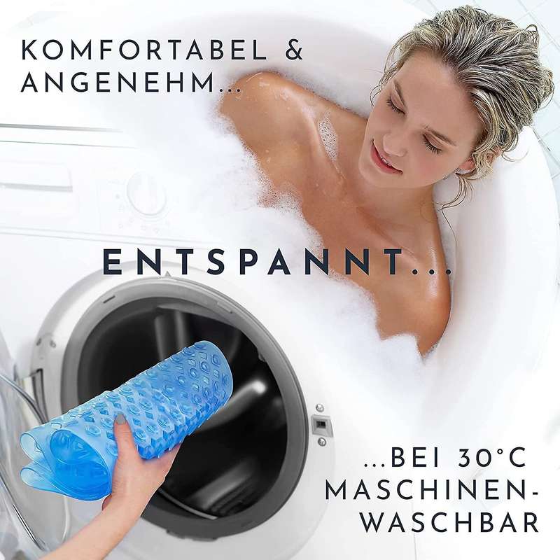 Bath Mat 88x40cm with Suction Cups and Non-slip Structure Blue