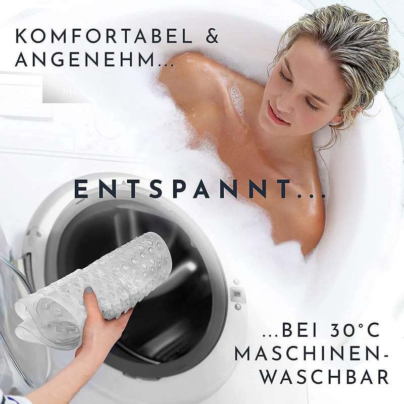 Bath Mat 88x40cm with Suction Cups and Non-slip Structure Transparent