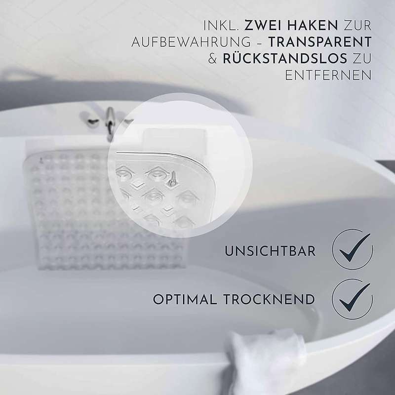 Bath Mat 88x40cm with Suction Cups and Non-slip Structure Transparent