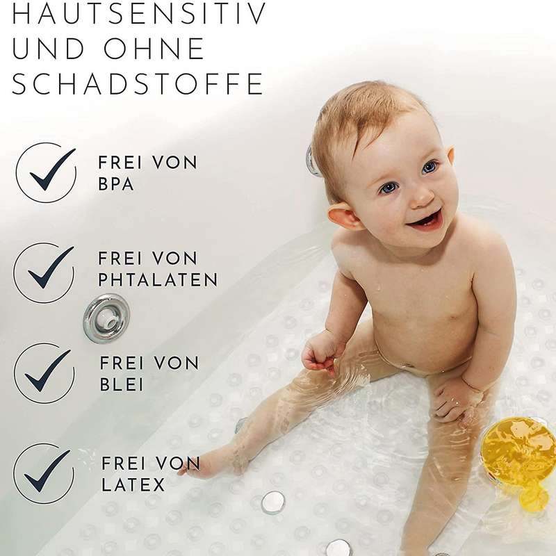 Bath Mat 88x40cm with Suction Cups and Non-slip Structure Transparent