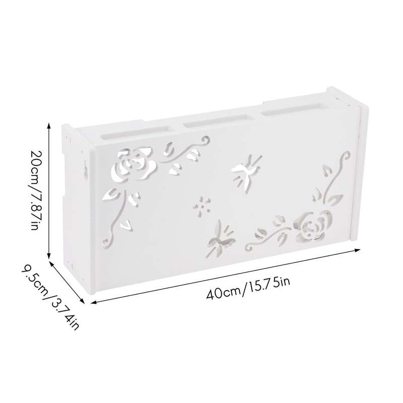 White Floating Tv Stand, Wall-mounted Wifi Router(flower Pattern)