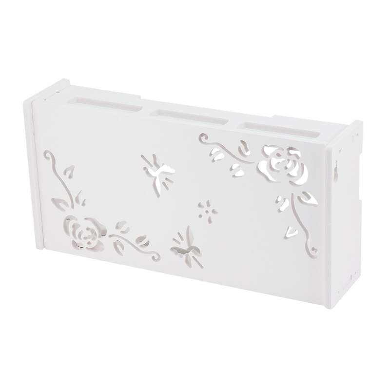 White Floating Tv Stand, Wall-mounted Wifi Router(flower Pattern)