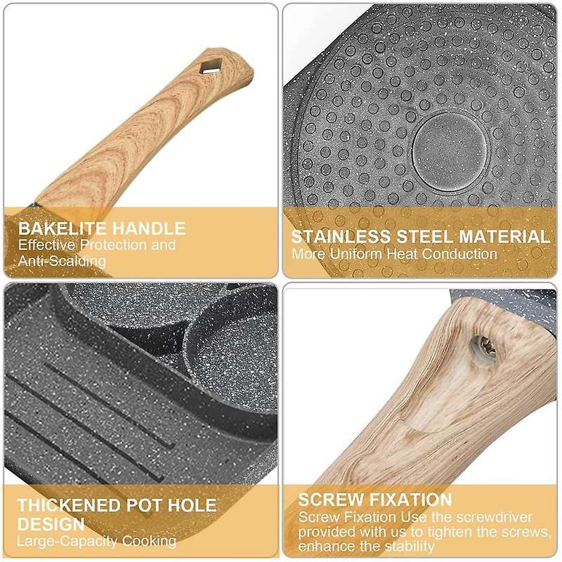 Non-stick Pancake Pan Egg Pan with 2 Hole Fried Egg Pan