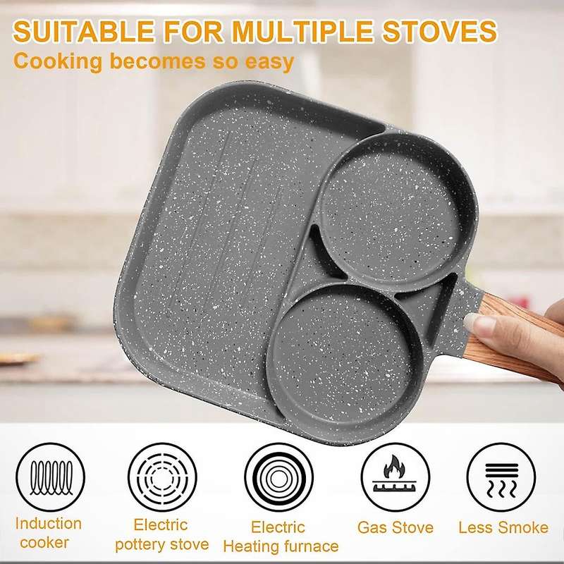 Non-stick Pancake Pan Egg Pan with 2 Hole Fried Egg Pan