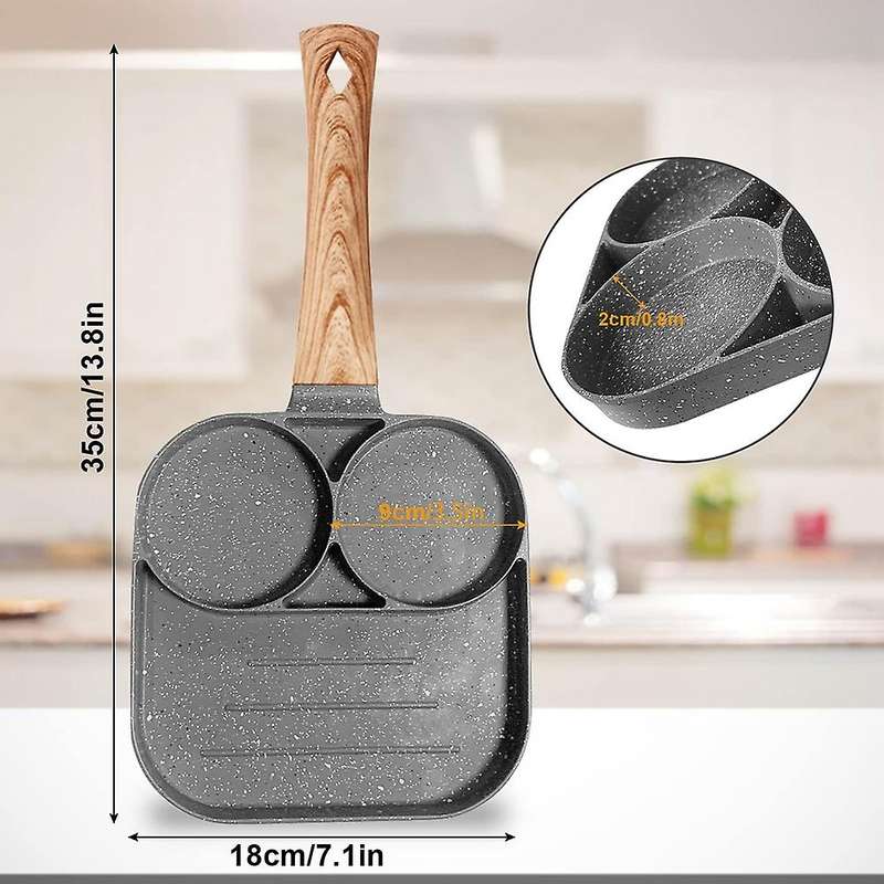 Non-stick Pancake Pan Egg Pan with 2 Hole Fried Egg Pan