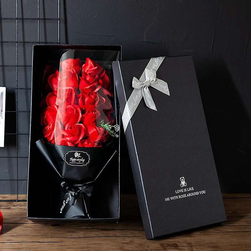 Valentine's Day Gift Artificial Forget-me-not Roses Bouquet Red 18 Pcs