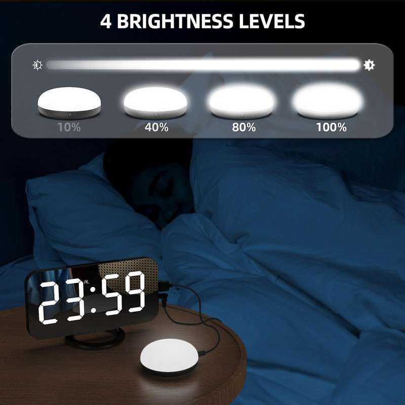 Led Alarm Clocks B , Led Clock with Temperature Display Snooze Black