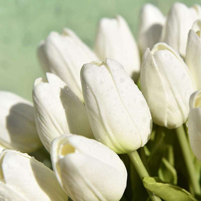 20pcs White 13.8inch Artificial Tulips Flowers