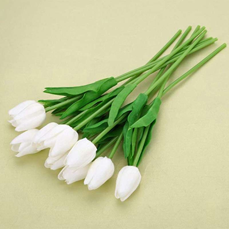 20pcs White 13.8inch Artificial Tulips Flowers