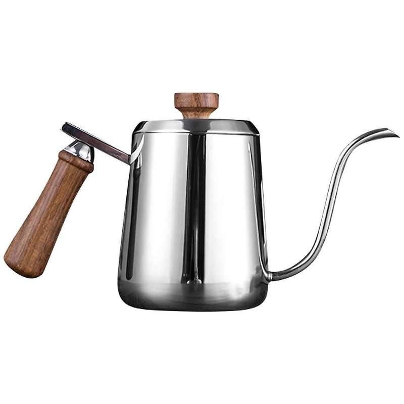 350ml Stainless Steel Slender Pot Wooden Handle Long Spout Kettle