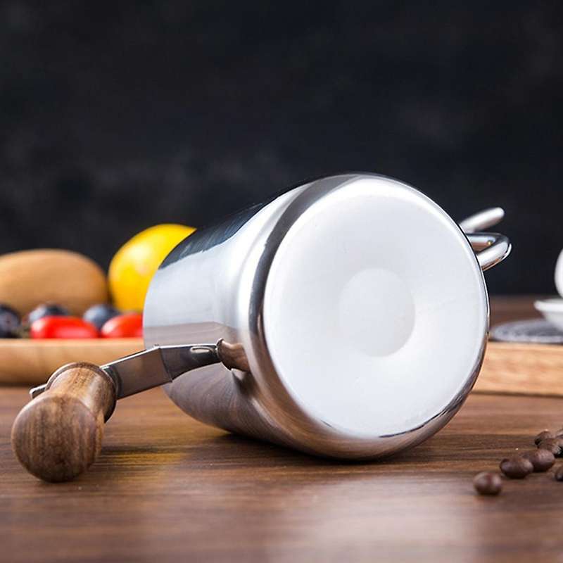 350ml Stainless Steel Slender Pot Wooden Handle Long Spout Kettle