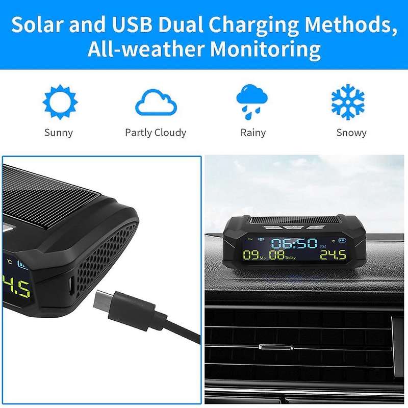 Car Solar Digital Clock for Outdoor Personal Car Part Decoration B