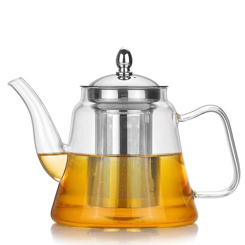 Glas Coffee Kettle with Stainless Steel Infuser Stovetop 34oz Slim