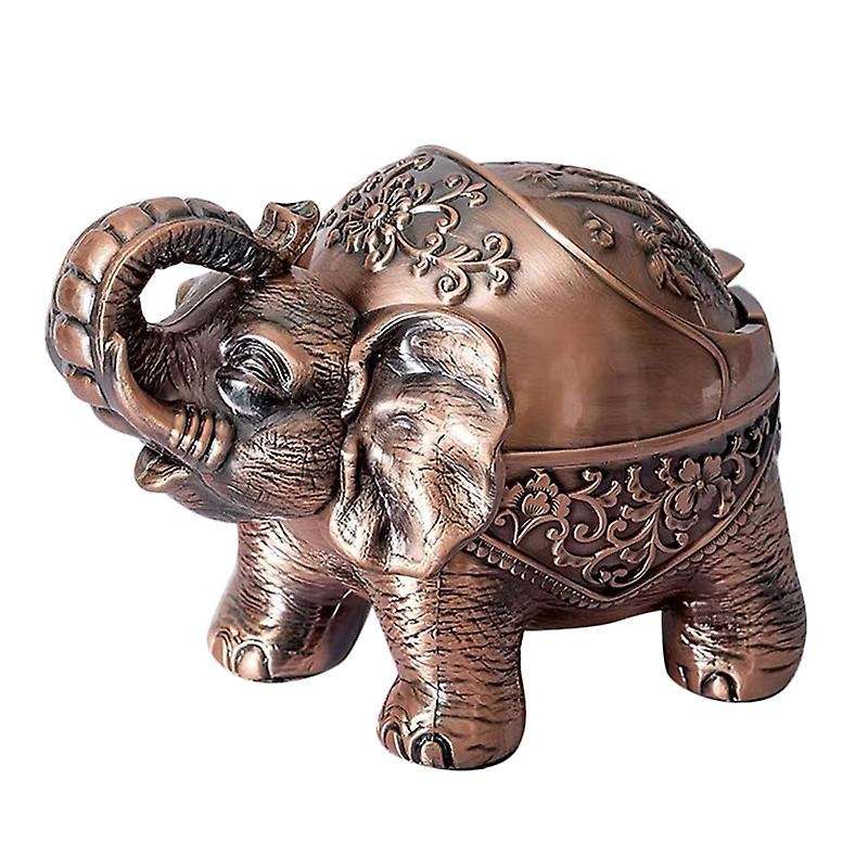 1pcs Windproof Ashtray Retro Metal Elephant Ashtray Red Patina