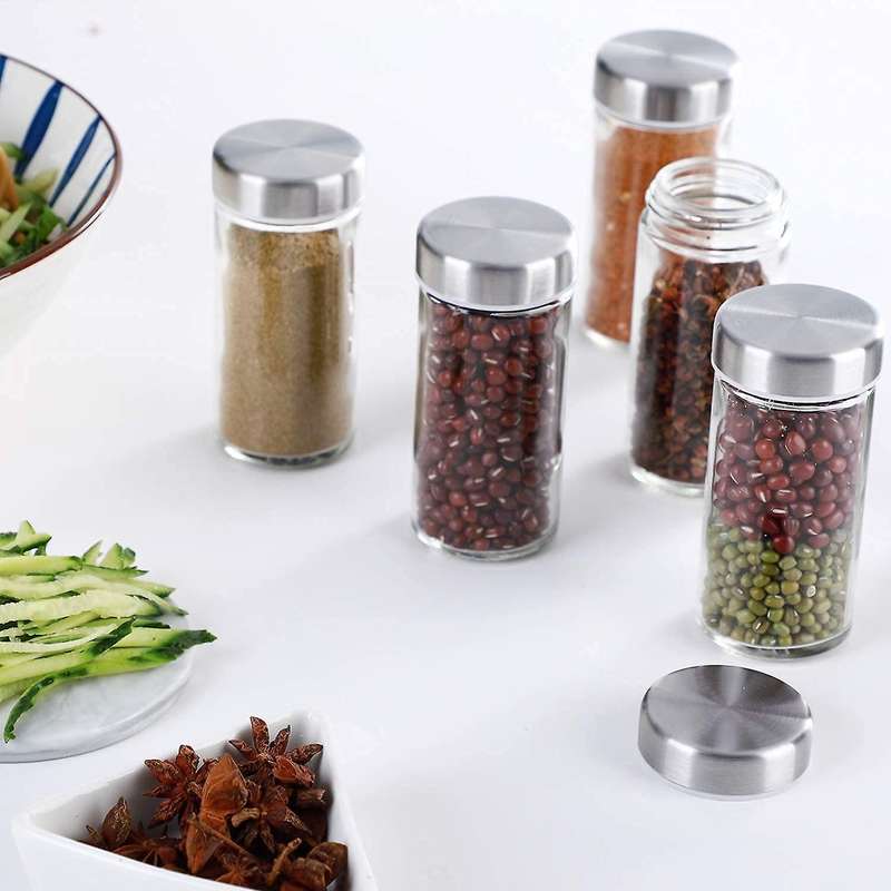 6 Spice Jars, Round Spice Shaker, Transparent Spice Container