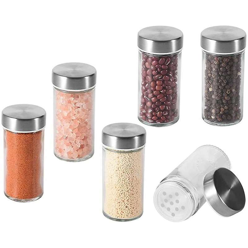 6 Spice Jars, Round Spice Shaker, Transparent Spice Container