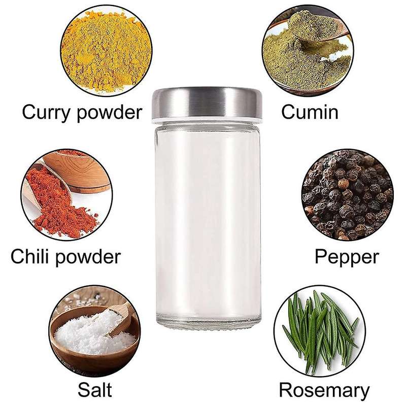 6 Spice Jars, Round Spice Shaker, Transparent Spice Container