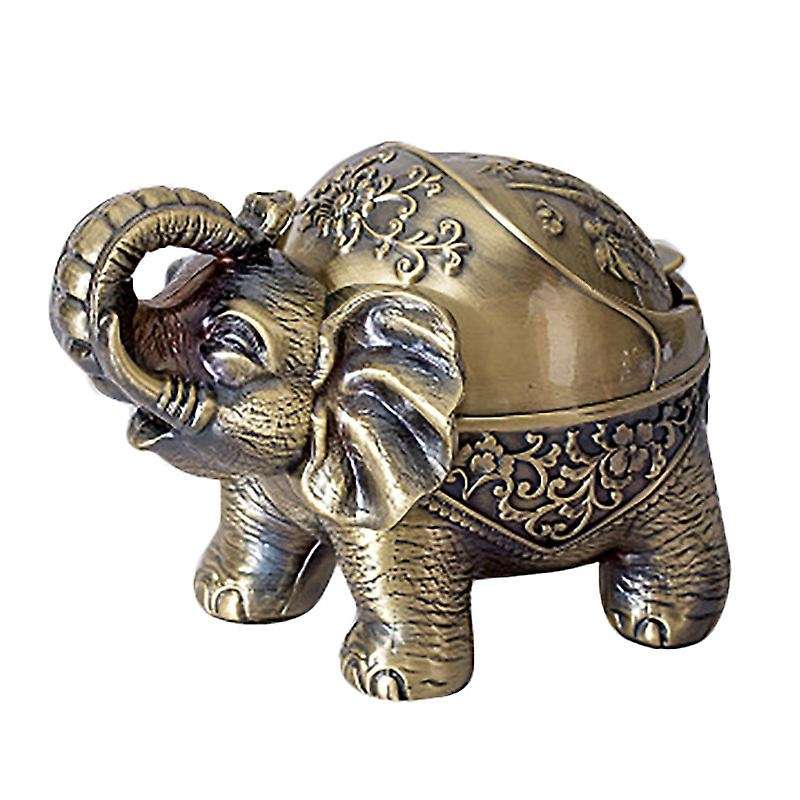 1pcs Windproof Ashtray Retro Metal Elephant Ashtray Bronze