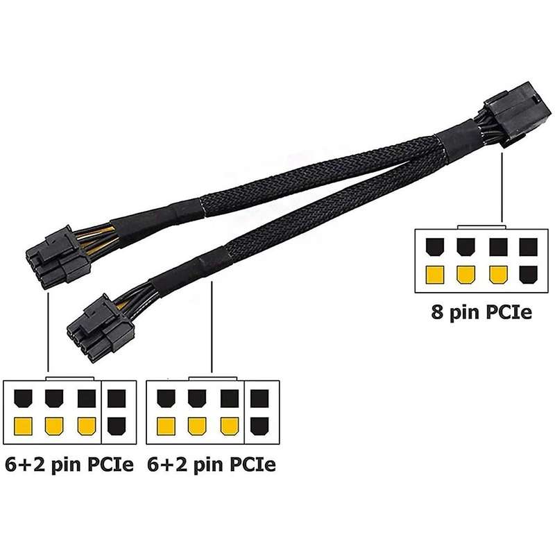 20cm Gpu Pcie 8 Pin Female to Dual 2x8 (6+2) Pin Male Pci Cable 10pcs