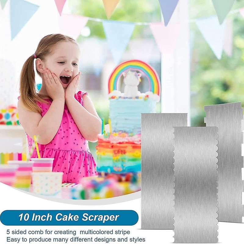 3pcs Cake Scraper Sided Patterned Edge Stripe Edge Smoother Scraper