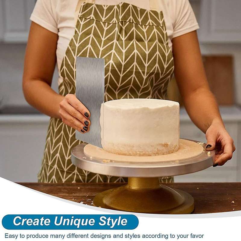 3pcs Cake Scraper Sided Patterned Edge Stripe Edge Smoother Scraper