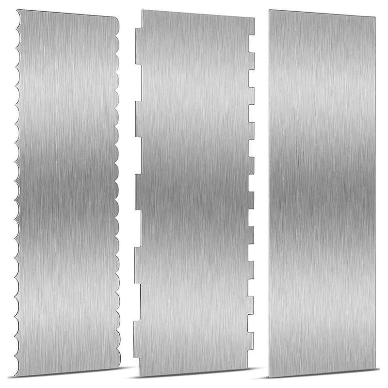3pcs Cake Scraper Sided Patterned Edge Stripe Edge Smoother Scraper