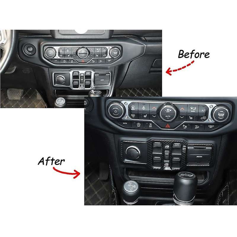Car Window Control Panel Cover for Wrangler Jl 2018+ Carbon Fiber