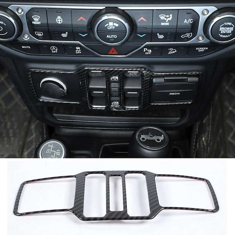 Car Window Control Panel Cover for Wrangler Jl 2018+ Carbon Fiber