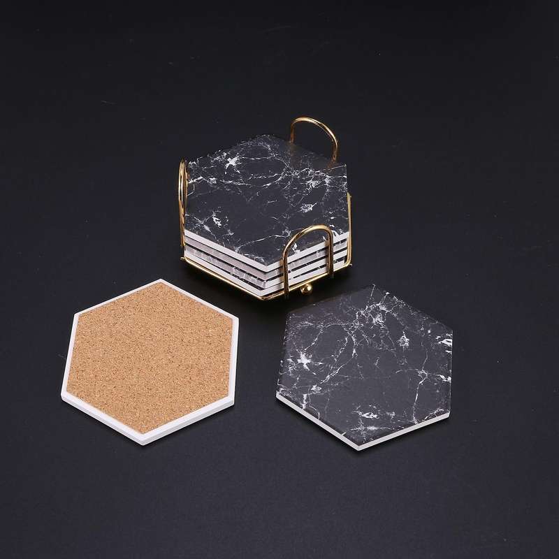 Ceramic Coasters with Marble Design,coaster Set,table Top Protection