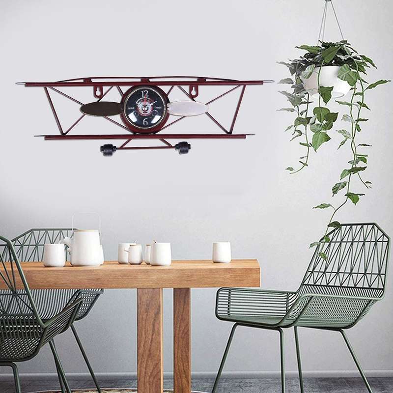 Creative Retro Aircraft Clock, Wall Hanging, Iron Ornamental Clock