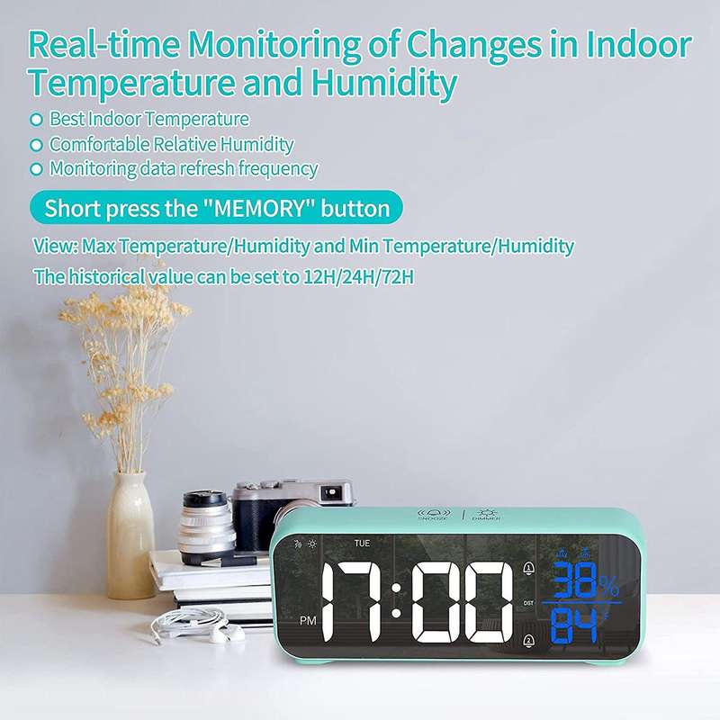 For 6.8 Inch Large Display Digital Alarm Clock with Usb Charger C