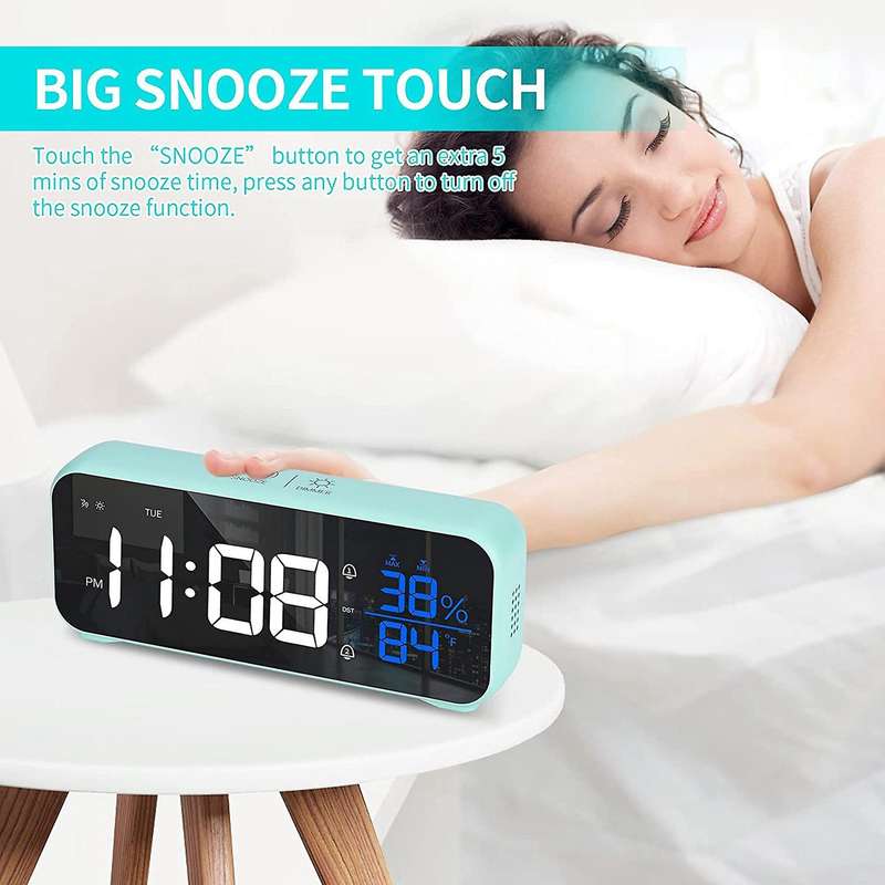 For 6.8 Inch Large Display Digital Alarm Clock with Usb Charger C