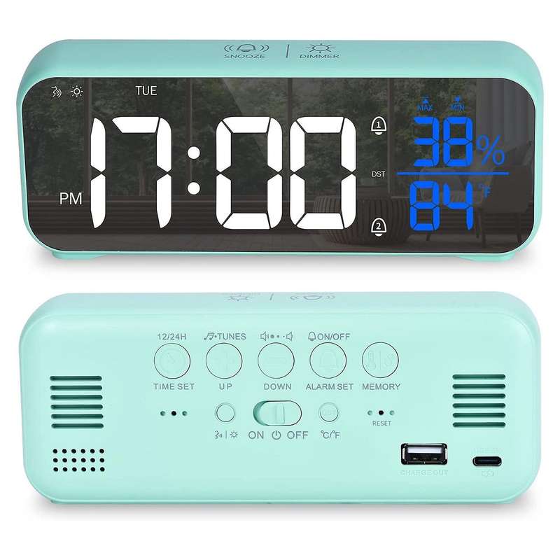 For 6.8 Inch Large Display Digital Alarm Clock with Usb Charger C