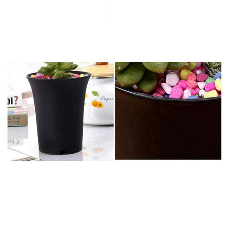 10pcsblack Round Flower Pots High Waist for Indoor and Outdoor Plants