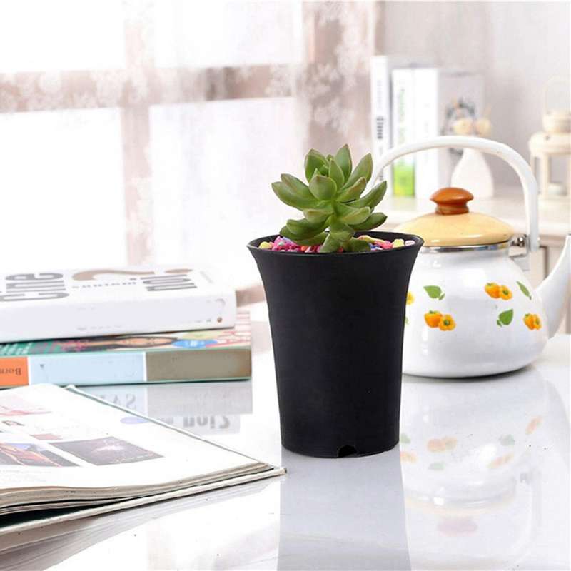 10pcsblack Round Flower Pots High Waist for Indoor and Outdoor Plants