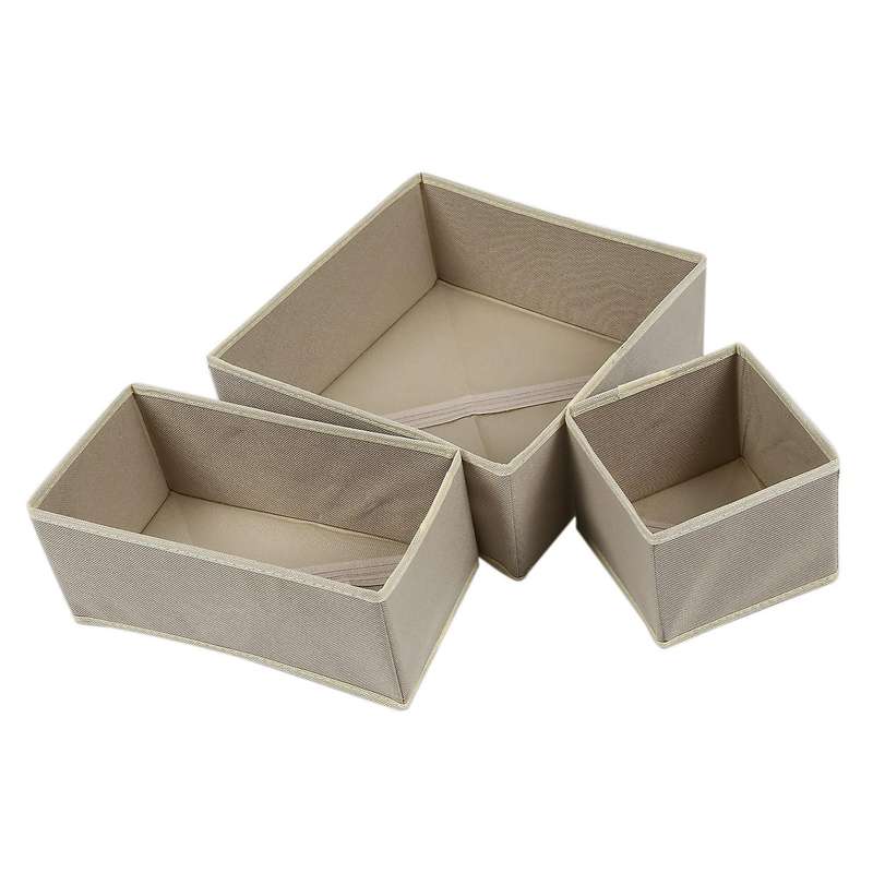 6pcs Foldable Underwear Storage Box Divider No Woven Fabric Khaki