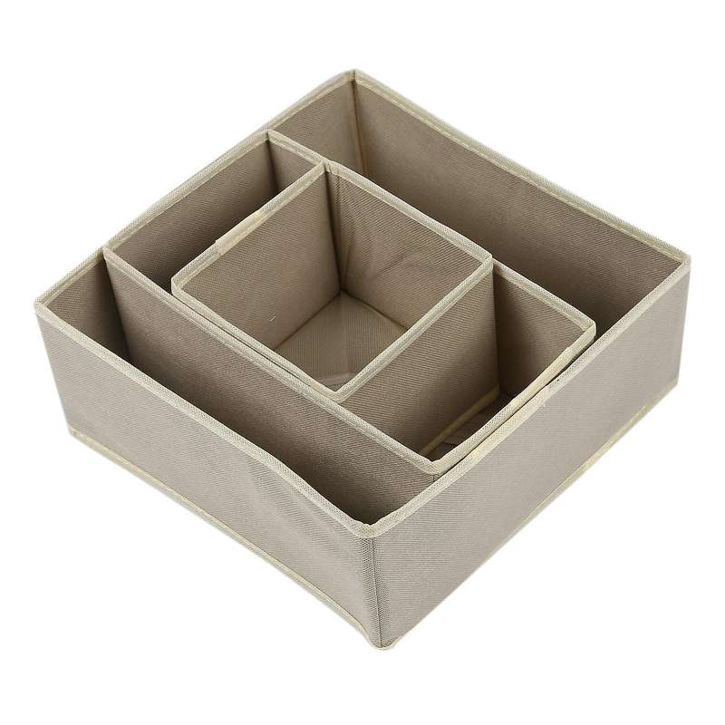 6pcs Foldable Underwear Storage Box Divider No Woven Fabric Khaki